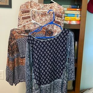 Bundle of three Lucky Brand tops, All size Large, all EUC